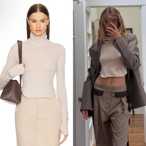 Helsa Alva Cashmere Turtleneck in Heather Oatmeal Size Small NEW! New With tags!